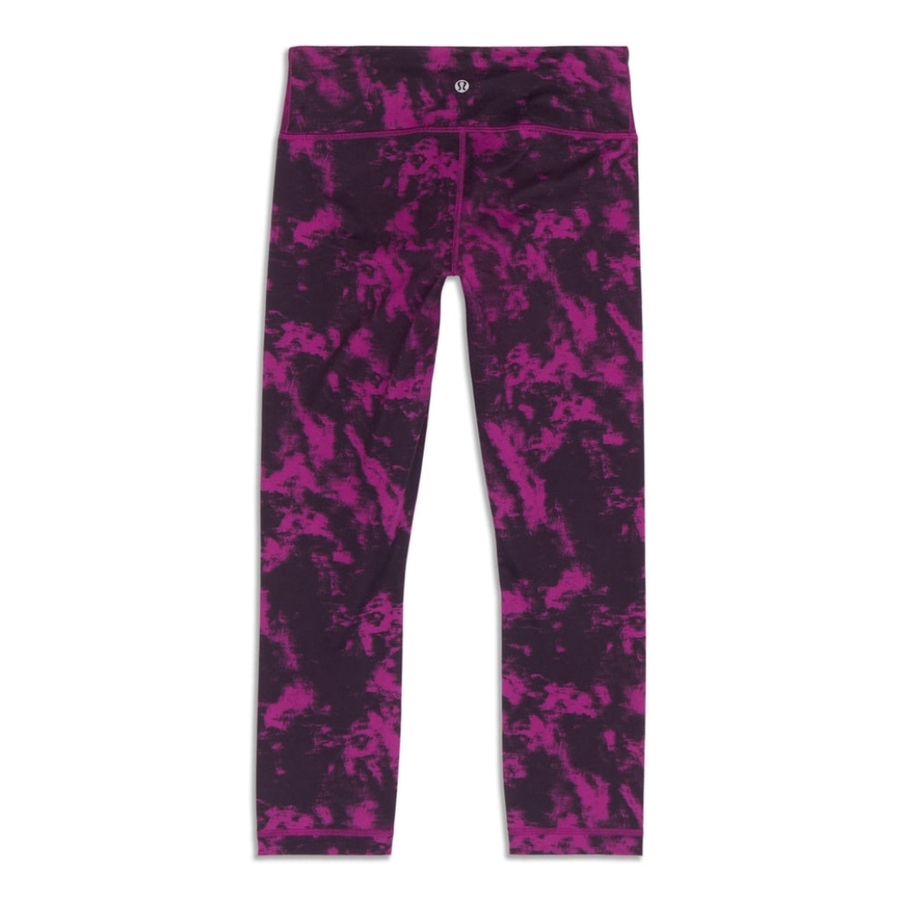 Lululemon Wunder Under Crop High Rise HR Legging Luon 21" Lotus Black Sz 6 Run